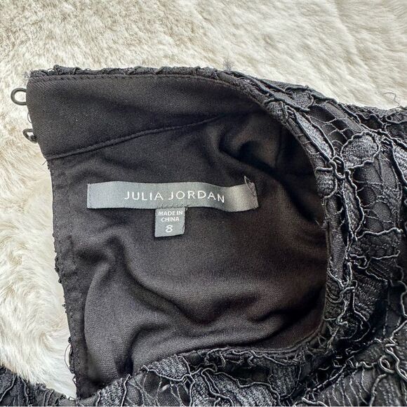 Julia Jordan Black Lace Overlay Sleeveless High Neck A Line Dress, 8 - Picture 3 of 8